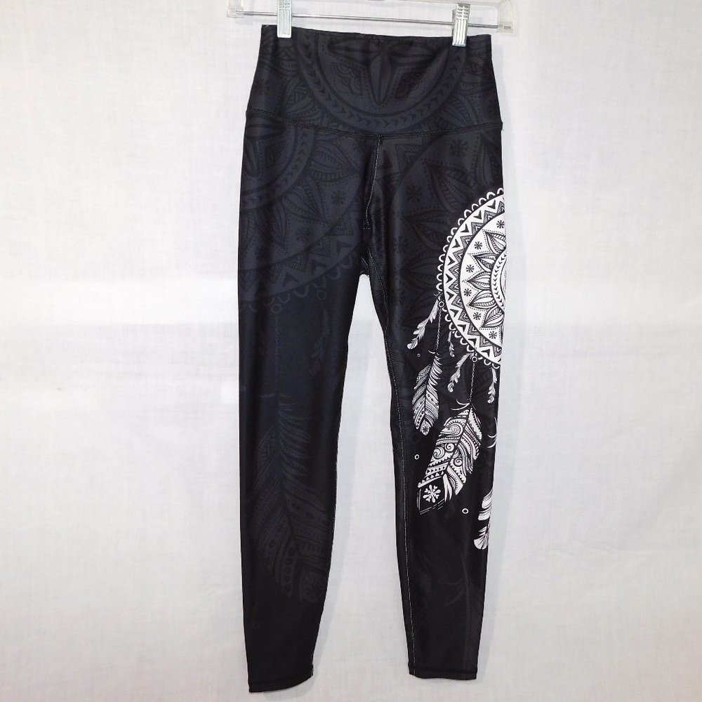 NoMiNou Dream Catcher Yoga Activewear Black White Hi Rise Leggings Womens XXS